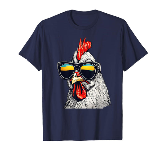 Cool Rooster Wearing Sunglasses Retro Vintage Chicken Tee T-Shirt
