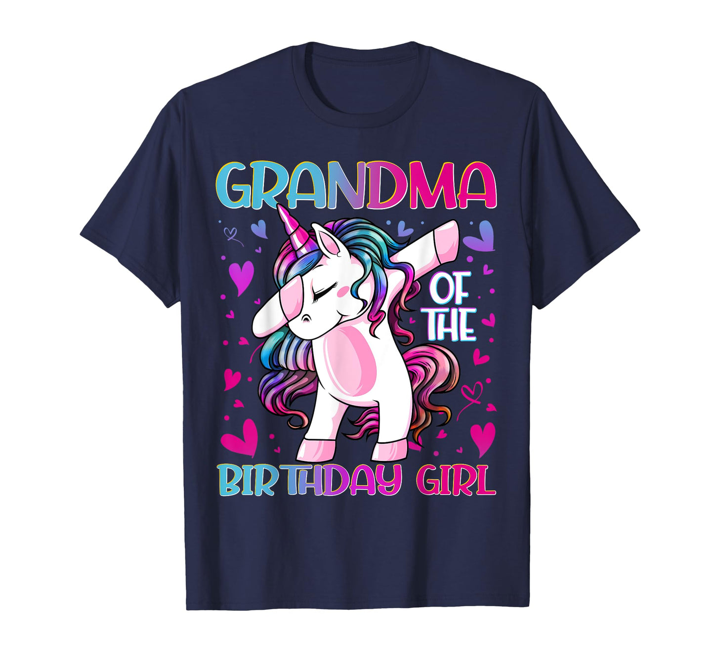 Grandma of the Birthday Girl Dabbing Unicorn Grandmother T-Shirt