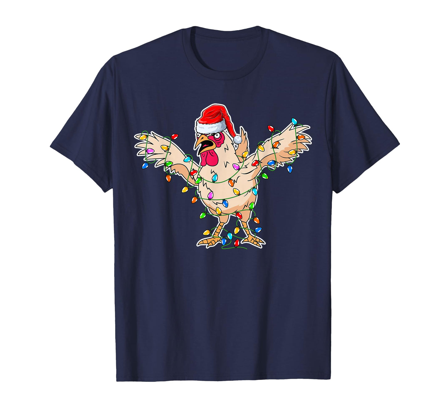 Rooster Wearing Santa Hat - Rooster Chicken Lover Christmas T-Shirt