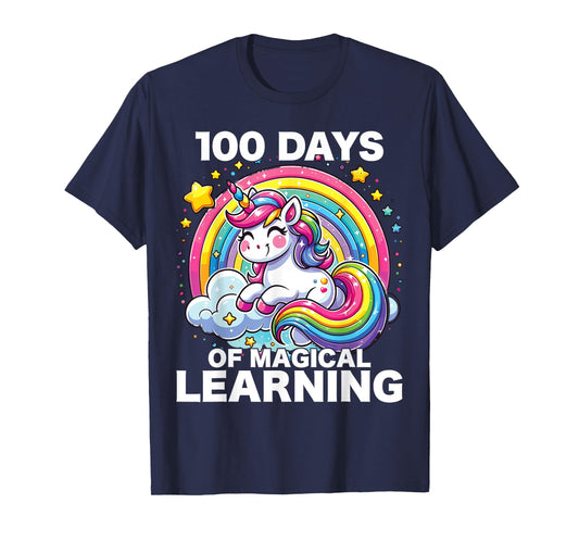100 Days of School Unicorn Girls Teacher 100th Day of School T-Shirt