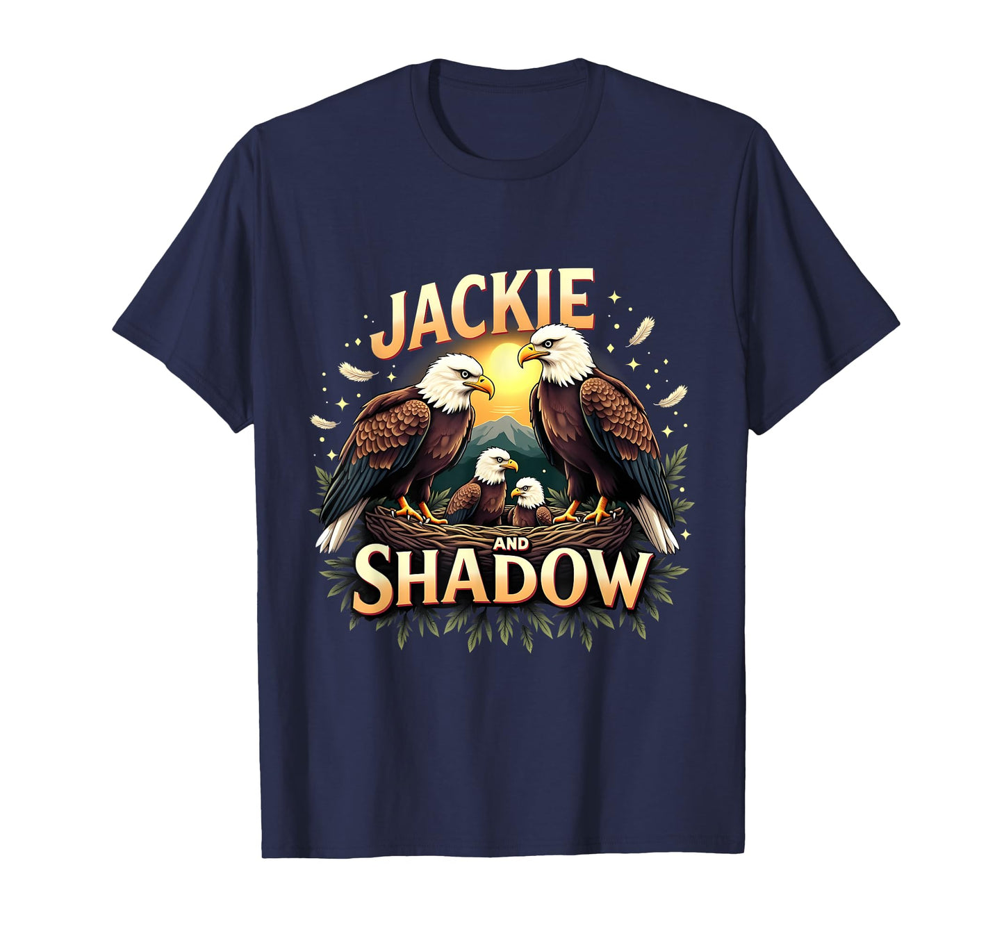 Vintage Jackie and Shadow Bald Eagle Family Graphic Costume T-Shirt