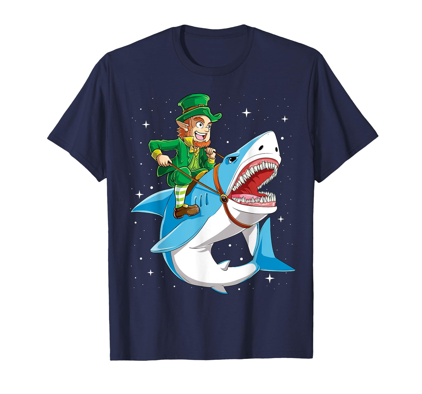 Leprechaun Riding Shark St Patricks Day Boys Girls Men Women T-Shirt