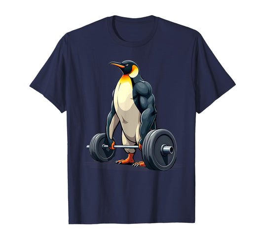 Fitness Penguin Gymer Bodybuilder Workout Gym T-Shirt, Adults, Unisex, Short Sleeve, T-Shirt, Black, Small