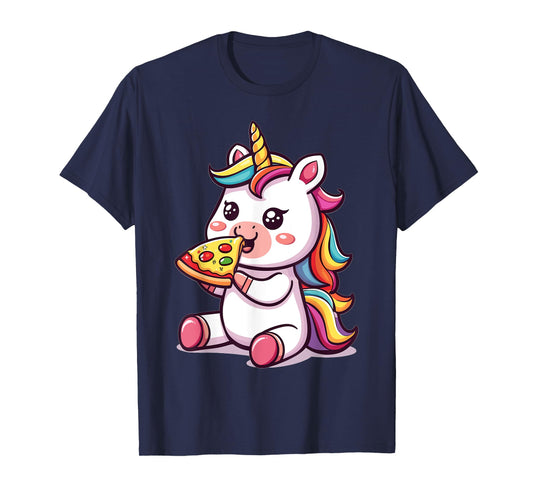 Funny Unicorn eating Pizza Graphic T-Shirt