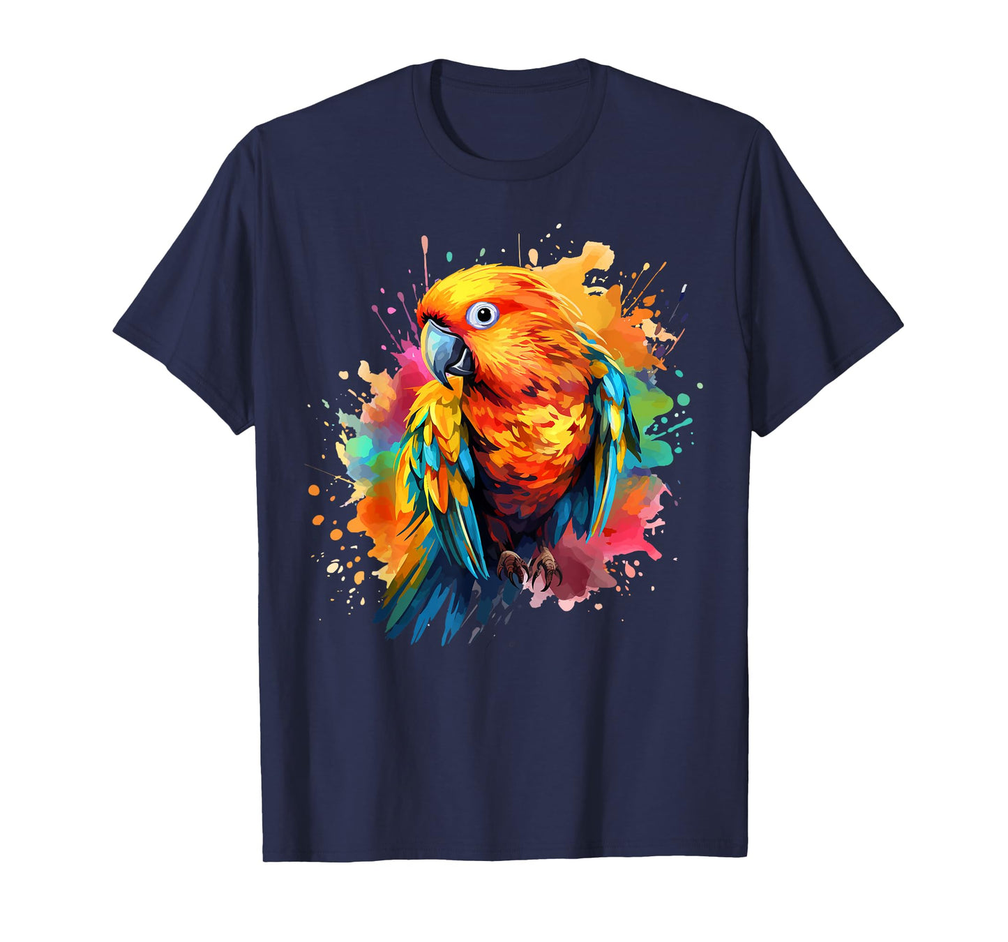 Splash Art Sun Conure Parrot Lover Colorful T-Shirt