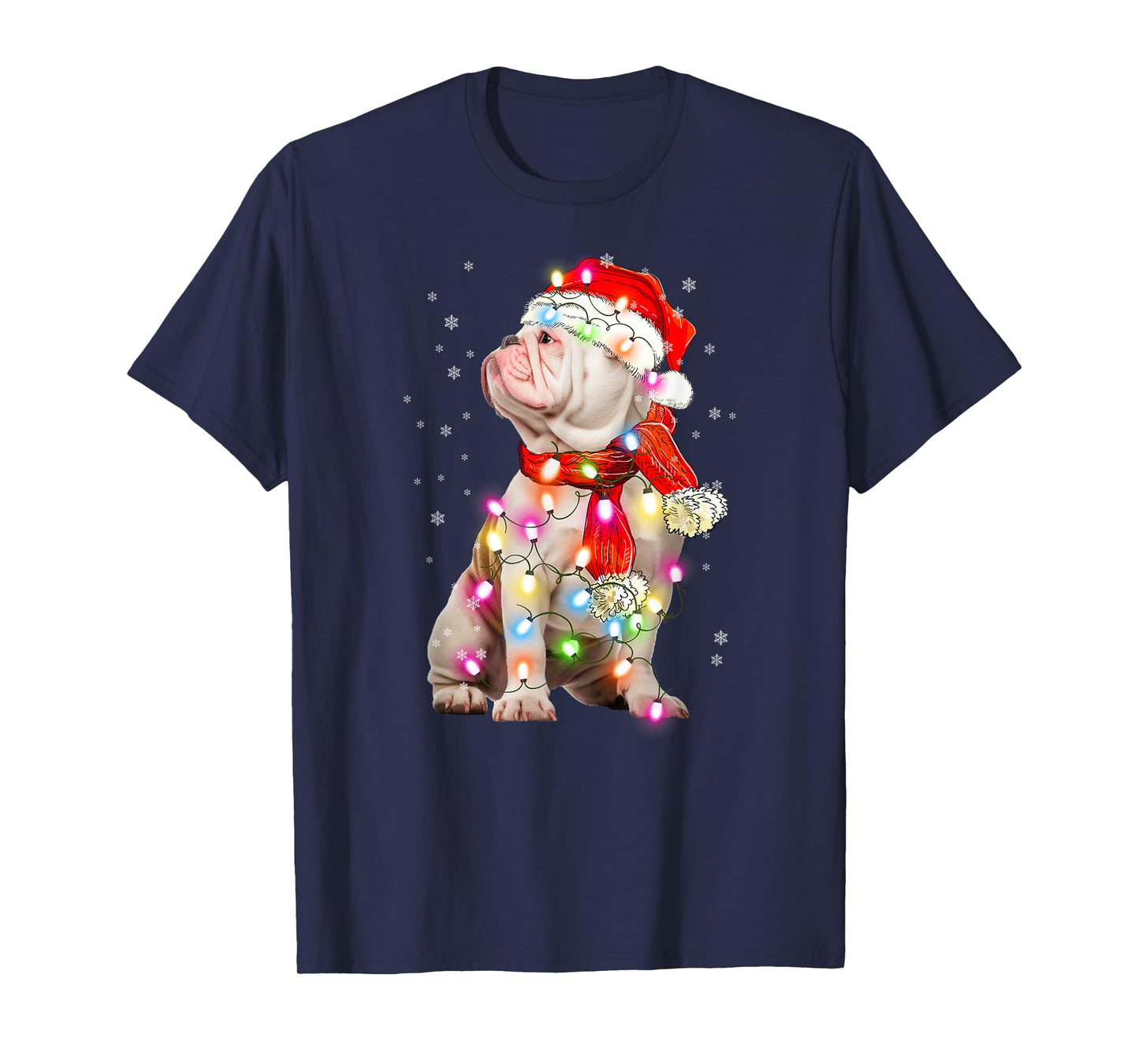 English Bulldog Dog Santa Clause Hat Xmas Christmas T-Shirt