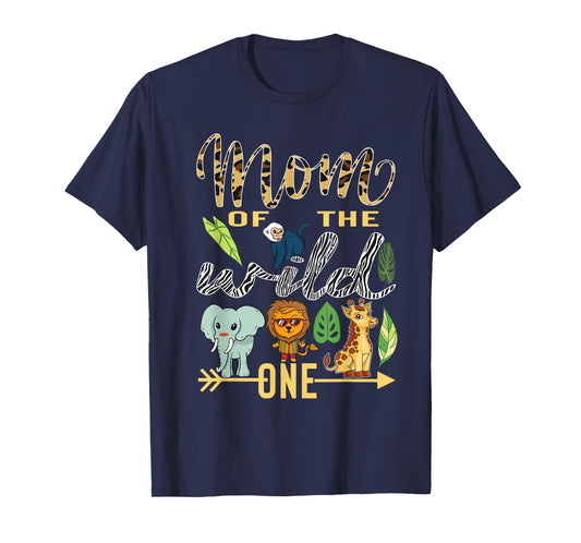 Mom Of The Wild One Zoo Mother Birthday Safari Jungle Animal T-Shirt