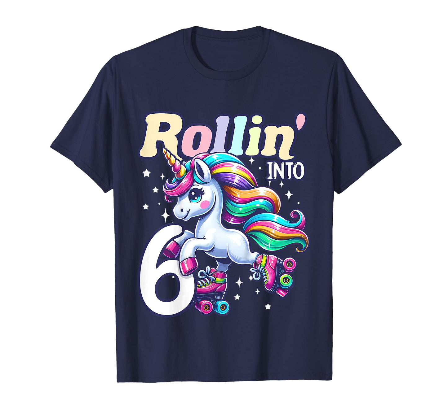 Kids Unicorn Roller Skate 6th Birthday 6 Year Old Party Girls T-Shirt