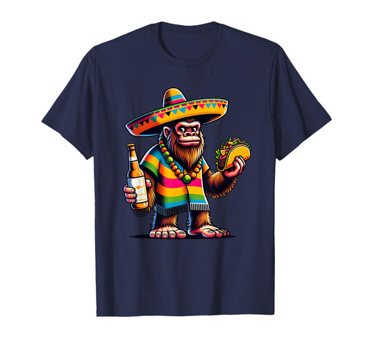 Funny Bigfoot With Taco & Beer sasquatch cinco de mayo T-Shirt