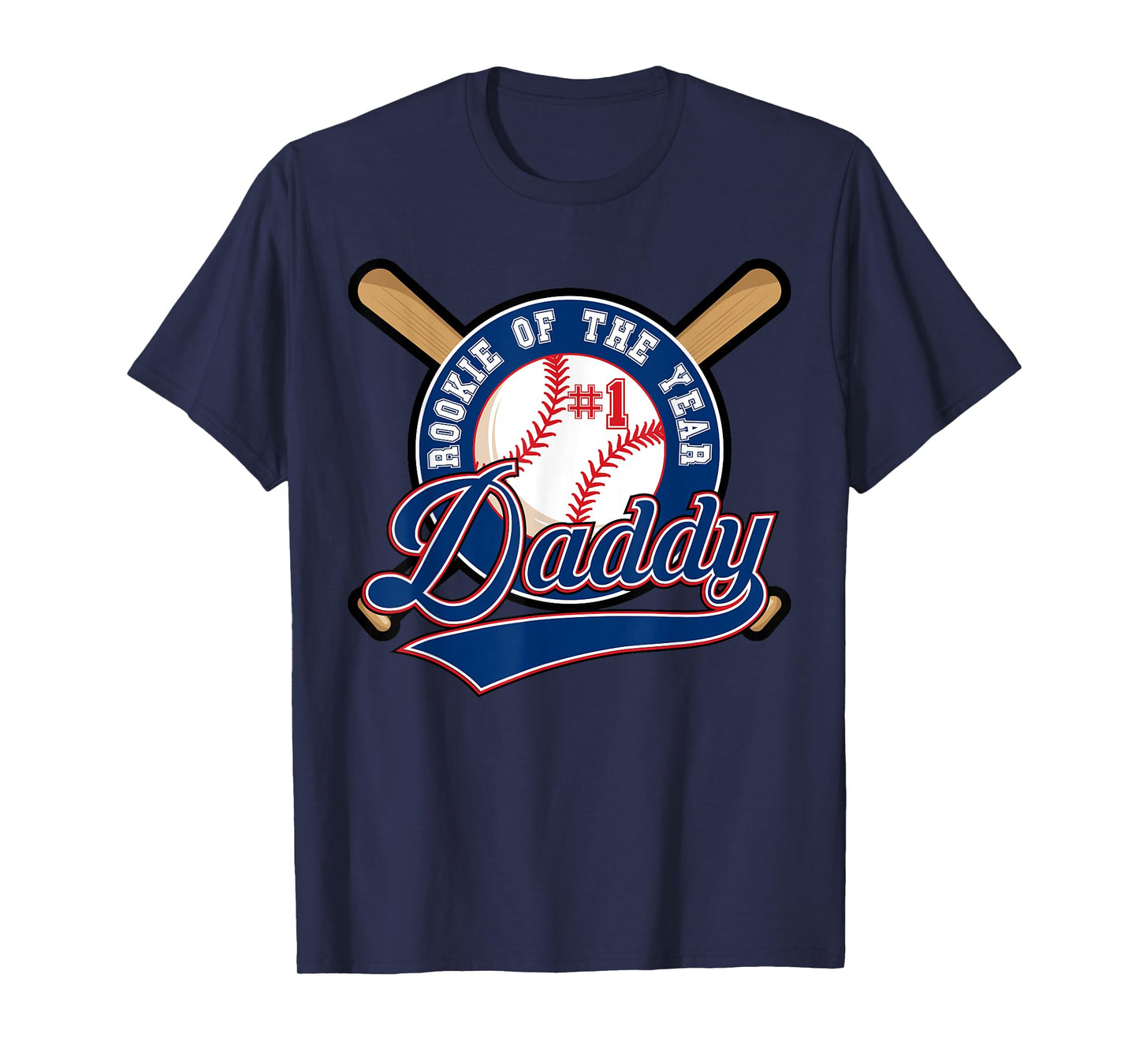 Daddy of Rookie of Year 1st Birthday Baseball Theme Matching T-Shirt