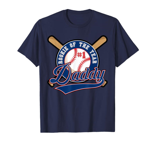 Daddy of Rookie of Year 1st Birthday Baseball Theme Matching T-Shirt