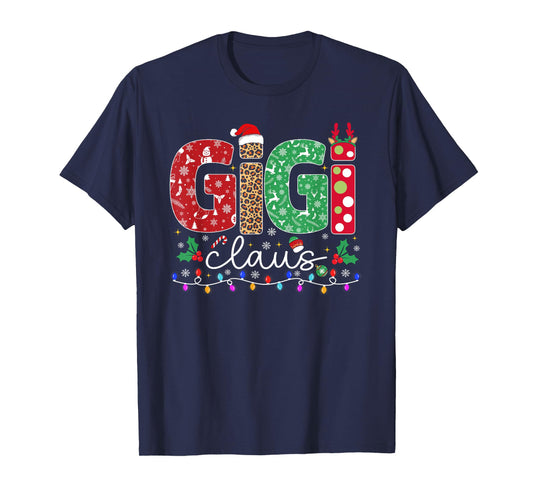 Family Christmas Shirt Women Funny Xmas Lights Gigi Claus T-Shirt