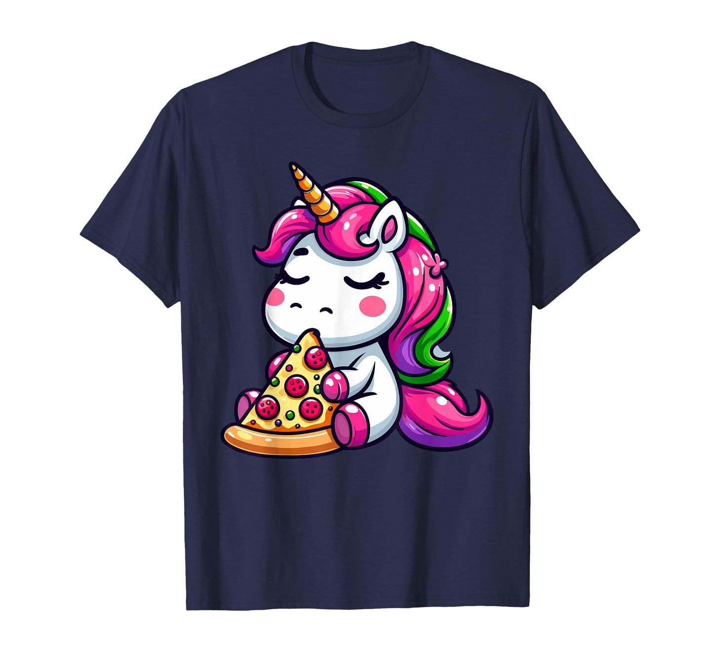 Unicorn Animal Eating Pizza Margherita Meal Foodies T-Shirt