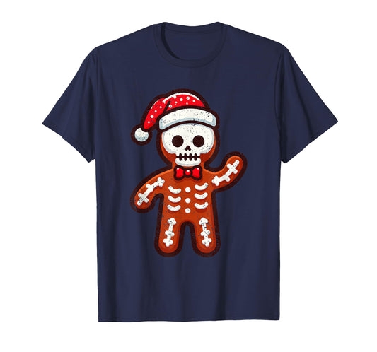 Skeleton Gingerbread Christmas Santa Hat X-mas Holiday T-Shirt
