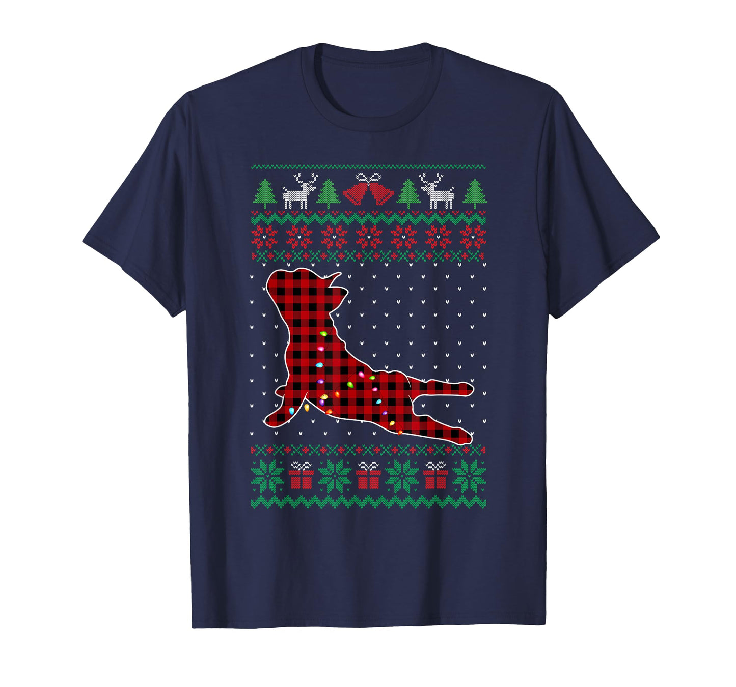 Frenchie Red Plaid Buffalo Funny Ugly Christmas Sweater T-Shirt