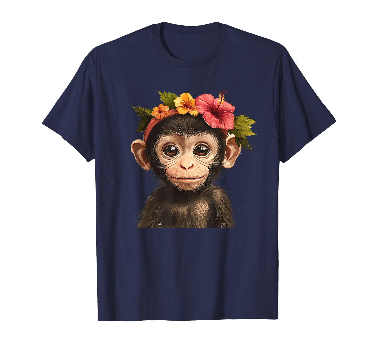 Cute Monkey With Flower Crown T-Shirt