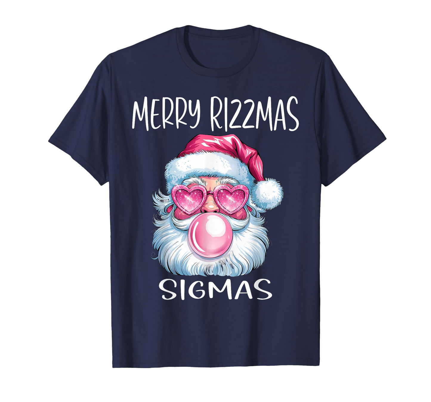 Merry RizzMas Sigmas Xmas With Santa Glasses & Gum For Women T-Shirt