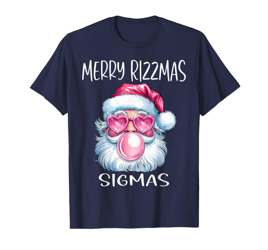 Merry RizzMas Sigmas Xmas With Santa Glasses & Gum For Women T-Shirt