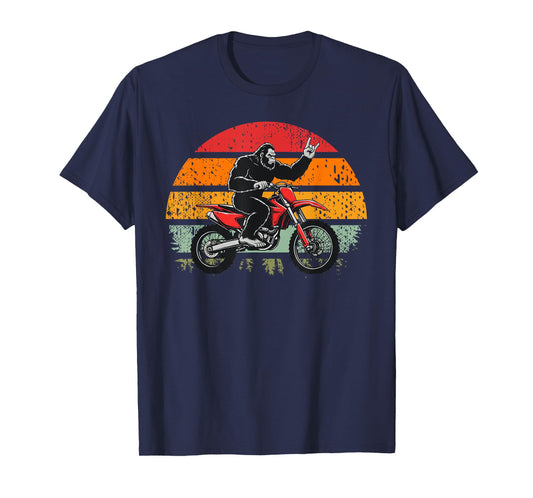 Funny Bigfoot Riding Dirt Bike Sasquatch Motocross Vintage T-Shirt