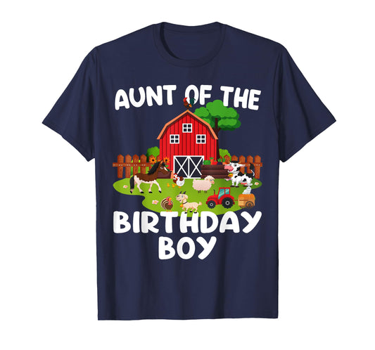 Barnyard Birthday Farm Animals Aunt Birthday Boy T-Shirt