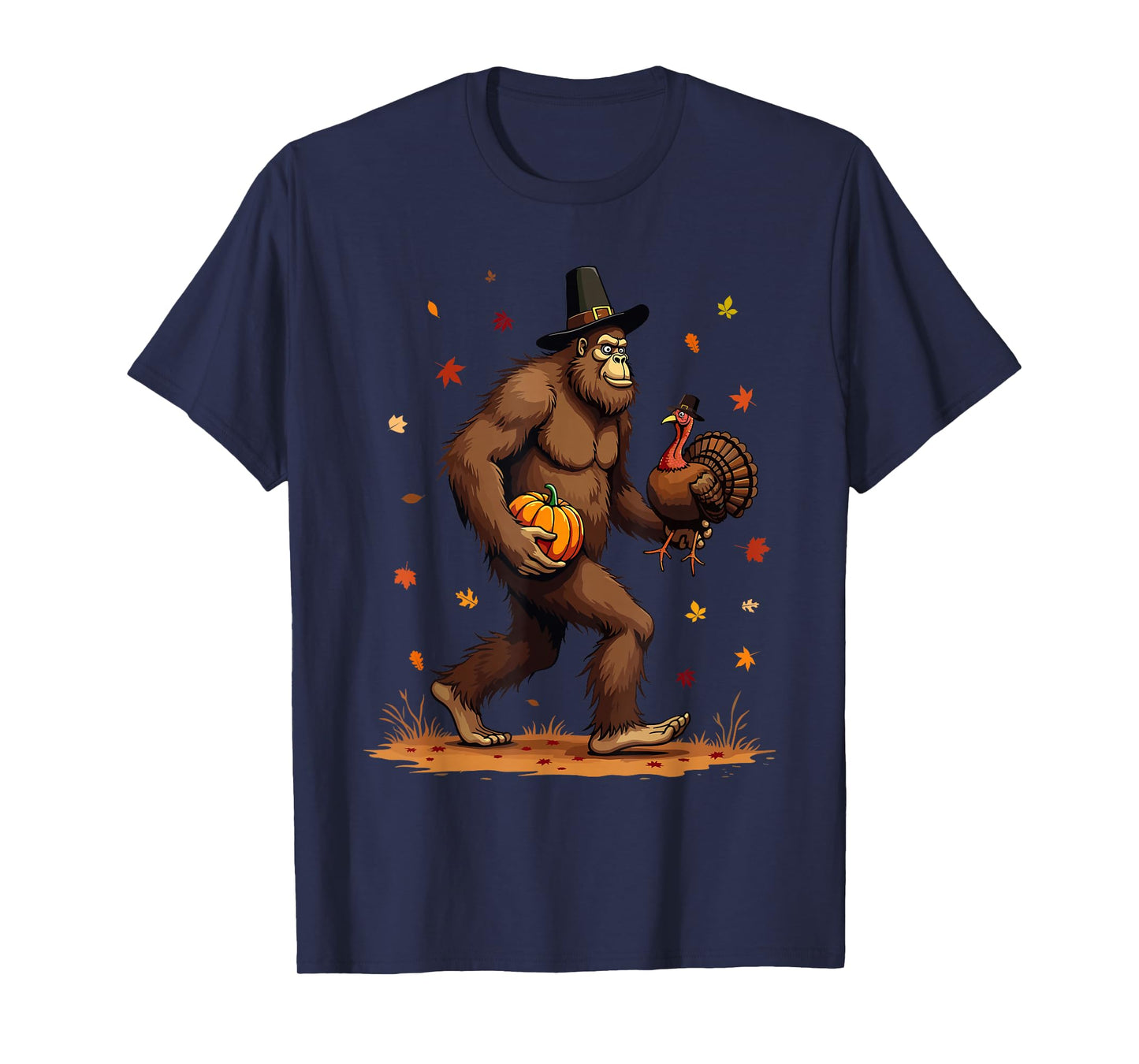 Bigfoot Turkey Thanksgiving Toddler Boys Kids Men Sasquatch T-Shirt