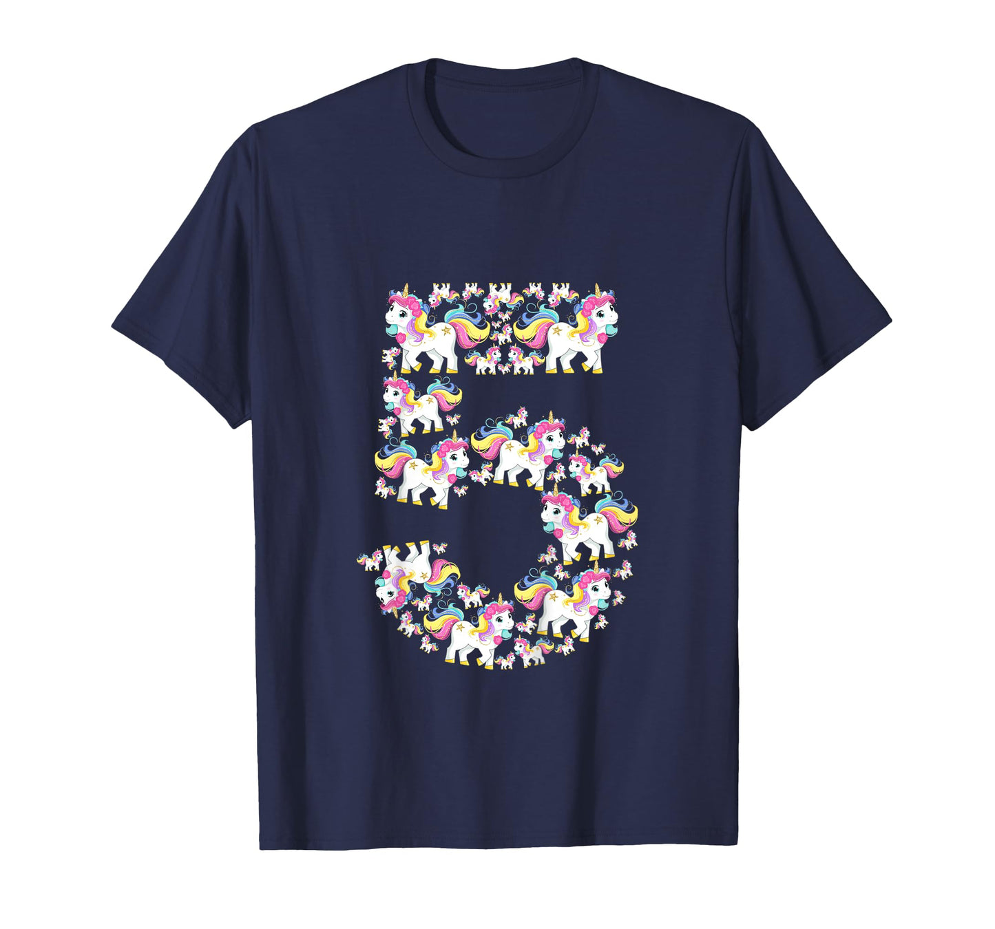 Unicorn 5th Birthday Kids Girls 5 Years Old Fifth Five T-Shirt
