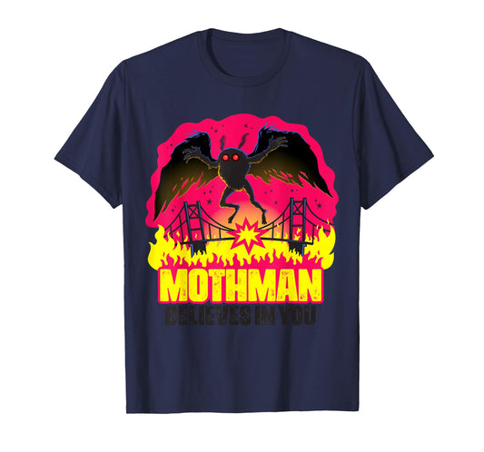 Mothman Believes In You Folklore Creepy Cryptid Creature T-Shirt