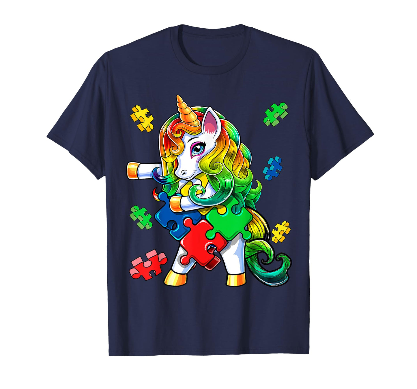 Autism Awareness Flossing Unicorn Puzzle Piece Gift for Kids T-Shirt