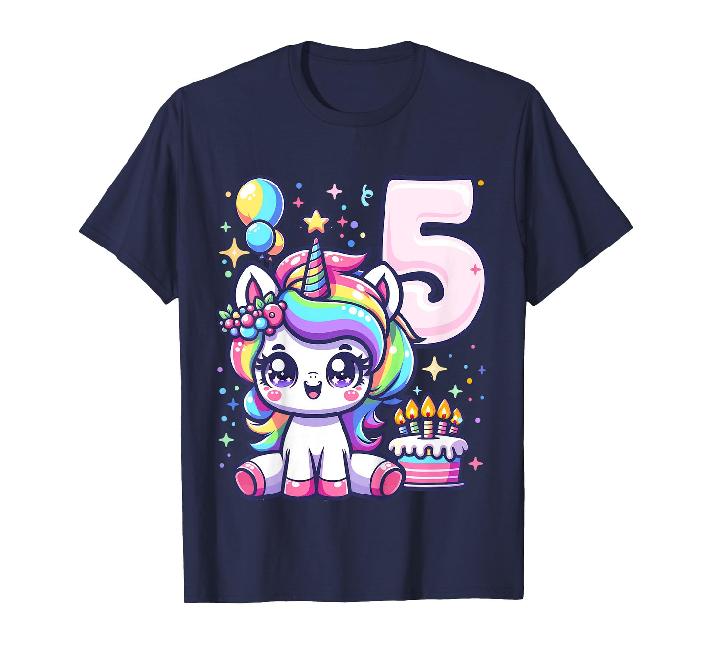 Kids Unicorn 5th Birthday 5 Year Old Unicorn Party Girls Outfit T-Shirt