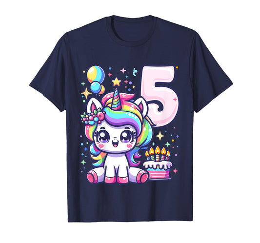 Kids Unicorn 5th Birthday 5 Year Old Unicorn Party Girls Outfit T-Shirt