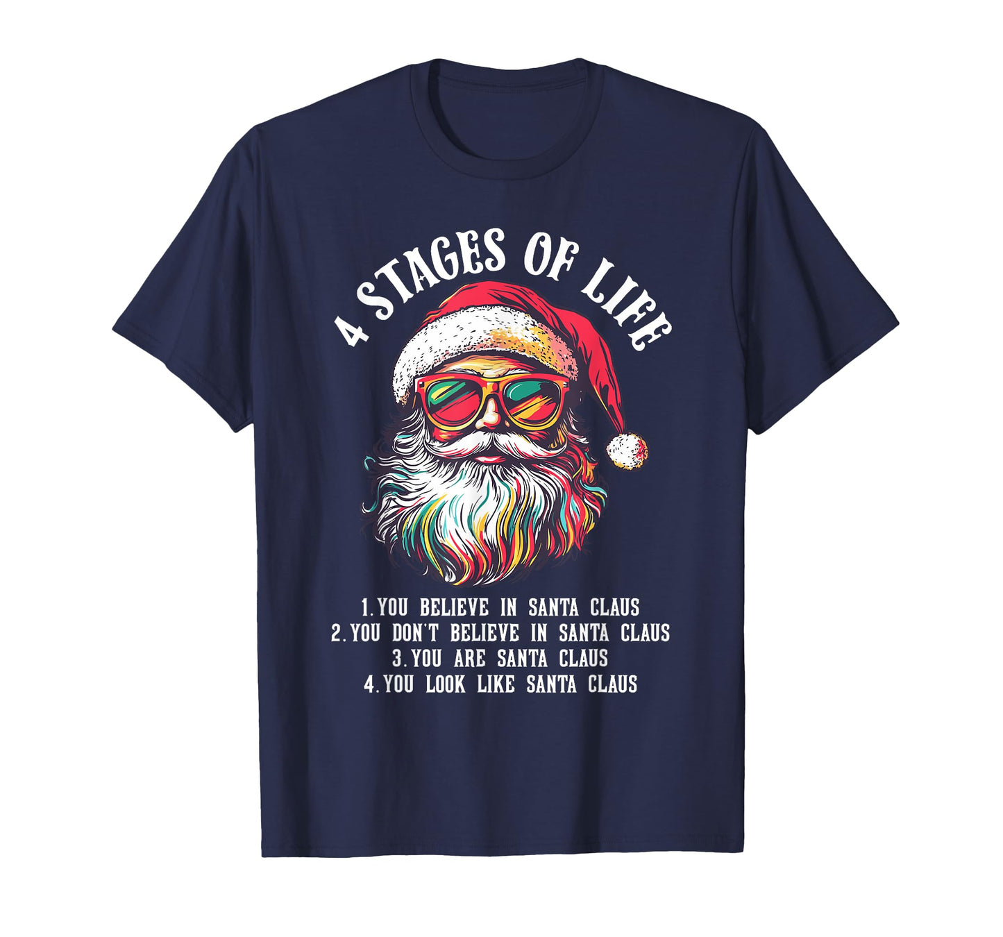 Funny Santa 4 Stages of Life Christmas T-Shirt