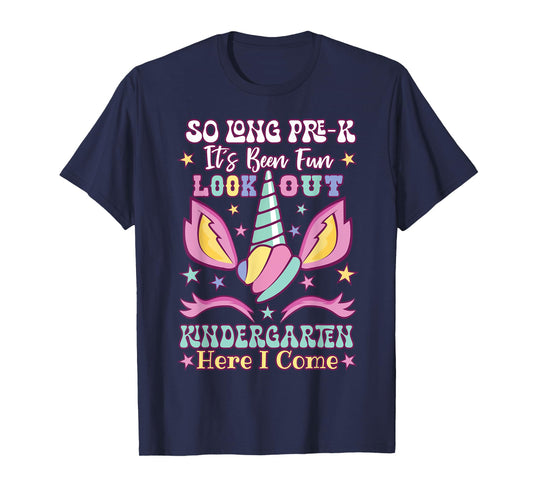 Preschool Graduation So Long PreK Hello Kindergarten Unicorn T-Shirt