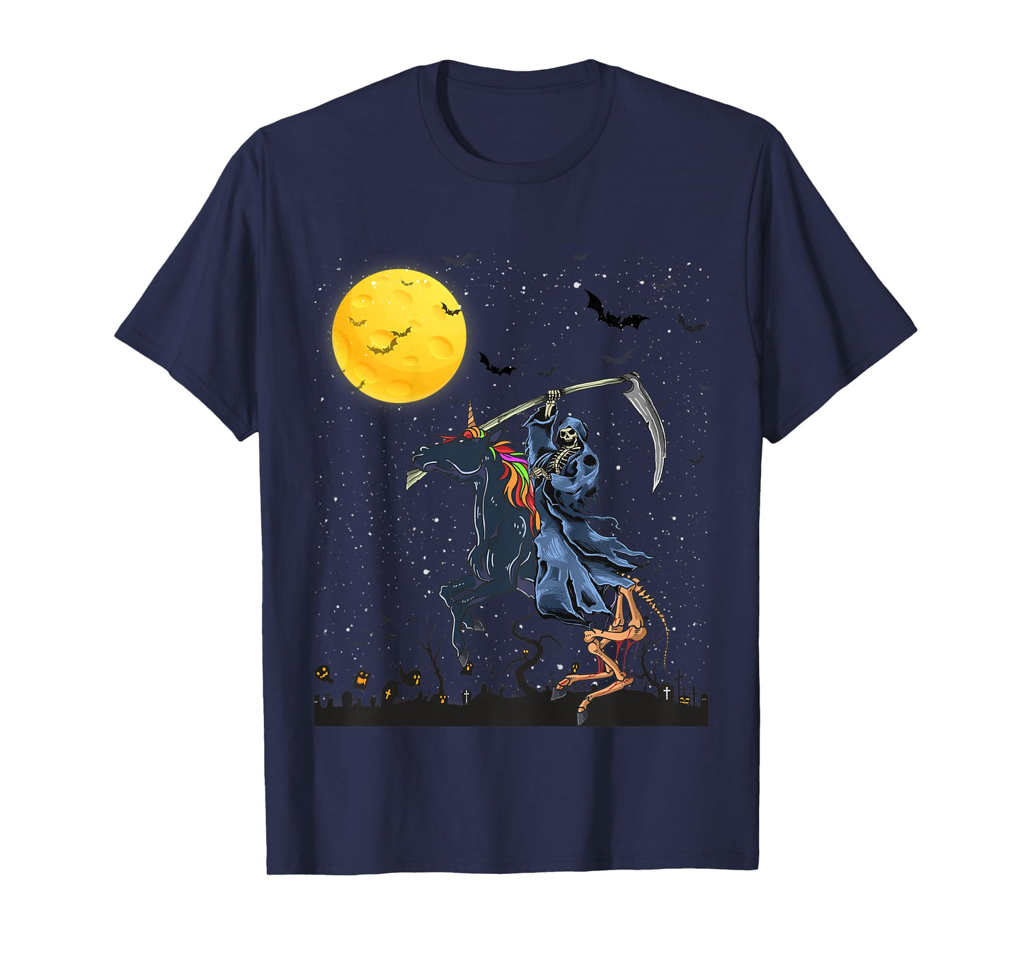 Kids Grim Reaper Death Riding Unicorn Zombiecorn Halloween T-Shirt
