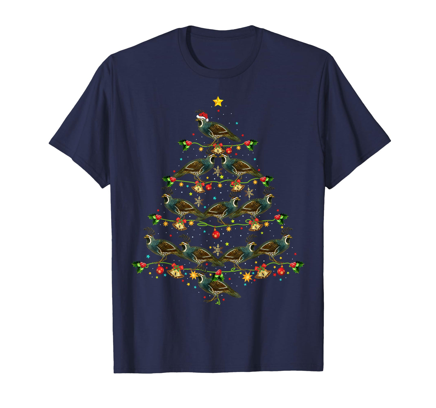 Quail Bird Xmas Tree Gift Santa Hat Quail Christmas T-Shirt
