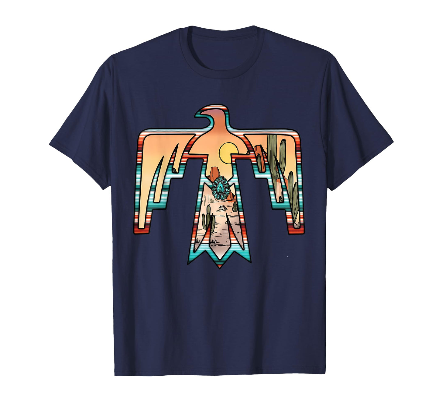 Cute western thunderbird country Aztec cactus women rodeo T-Shirt