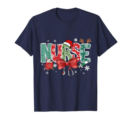 Christmas for Women Christmas Nurse Family Humorous T-Shirt - Unisex, Black, Small, Short Sleeve