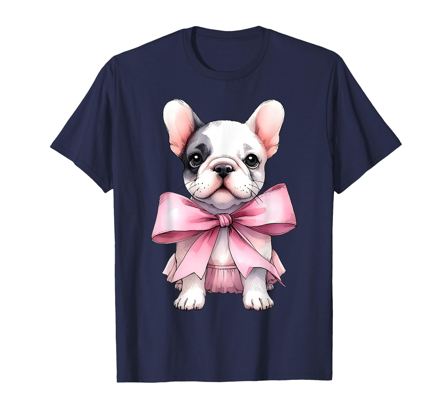 Coquette Bow French Bulldog Dog Frenchie Mom Pink Ribbon Mom T-Shirt