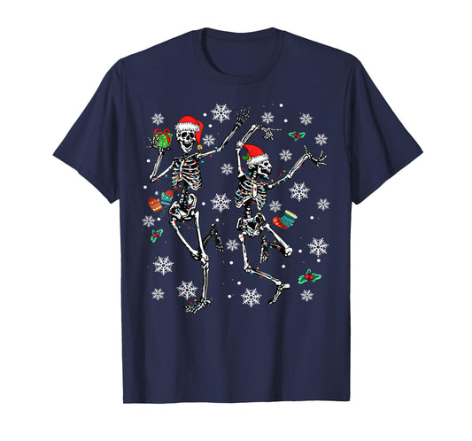 Xmas Tree Christmas Lights Christmas Skeleton Dancing T-Shirt