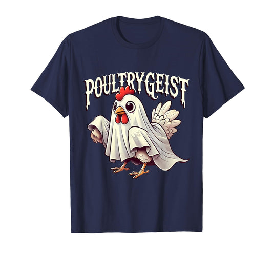 Chicken Ghost Poultrygeist Funny Halloween Farmer T-Shirt