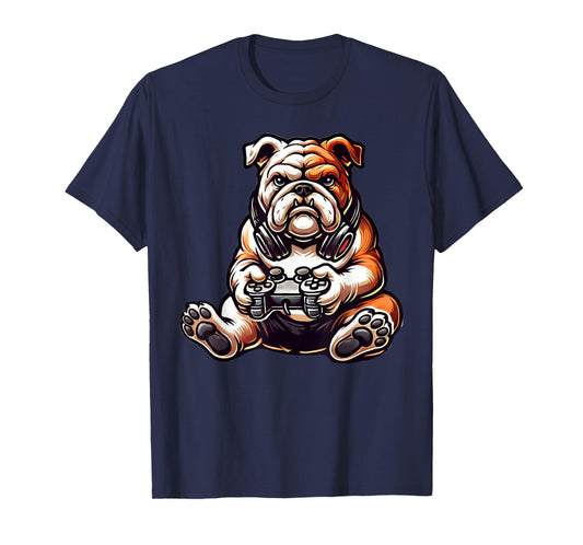 English Bulldog Dog Funny Video Games Gamer T-Shirt