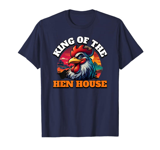 ArtisticRaccoon Funny Rooster King Of The Hen House T-Shirt - Black, Small, Unisex-Adult, Short Sleeve, T-Shirt