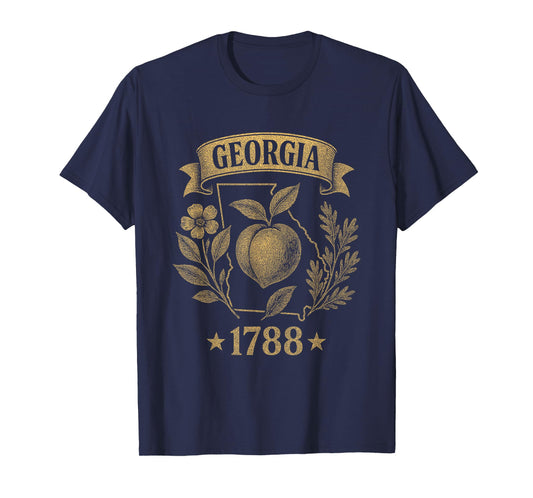 Georgia 1788 Vintage Peach Nature Southern Retro Pride T-Shirt