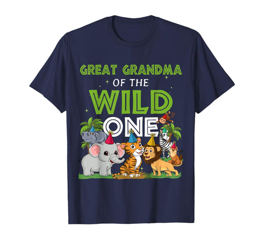 Great Grandma of the Wild One Zoo Birthday Safari Jungle Ani T-Shirt