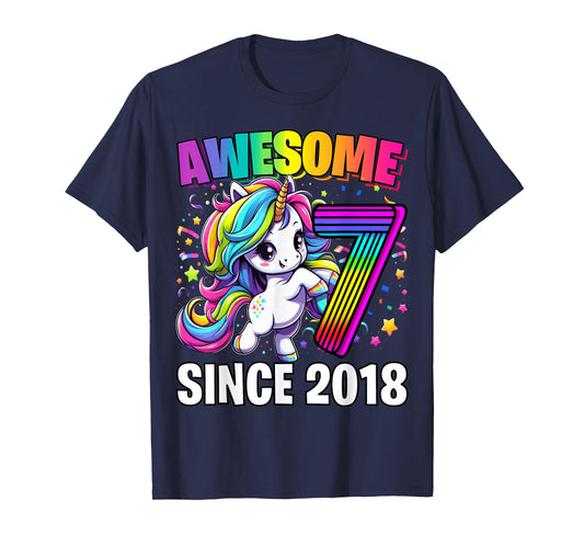 Unicorn 7th Birthday 7 Year Old Unicorn Party Girls Outfit T-Shirt