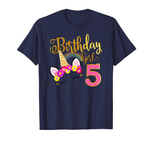 I'm 5th the Birthday for Girl Unicorn 5 year old Birthday T-Shirt