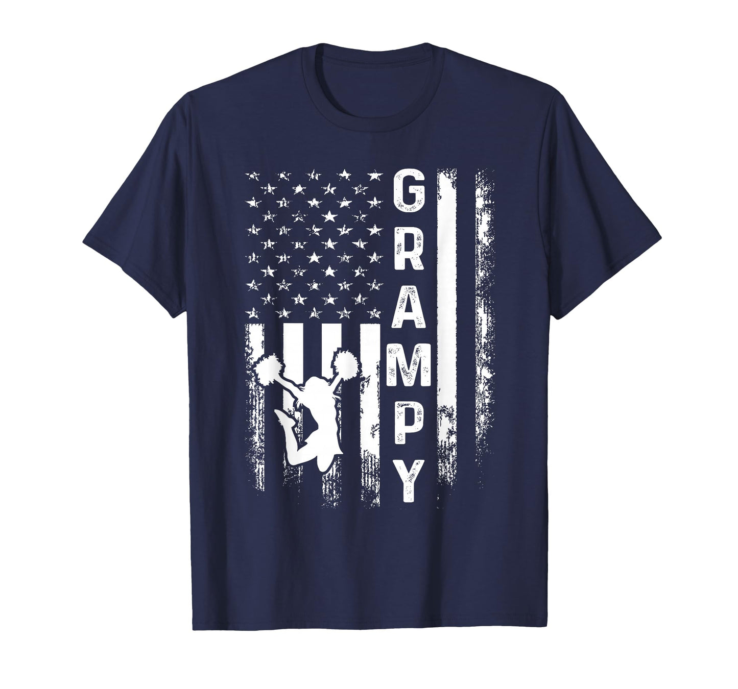 Cheerleader Cheer Grampy America Flag Vintage Xmas T-Shirt