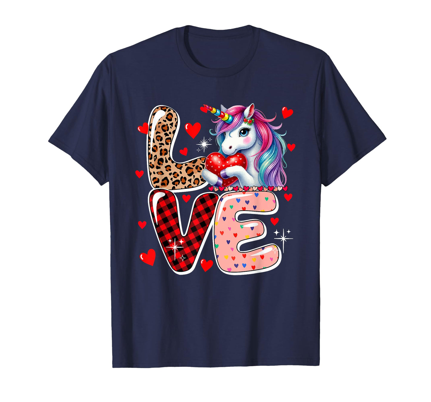 LOVE Unicorn Leopard Cute Hearts Valentine's Day Kid Toddler T-Shirt