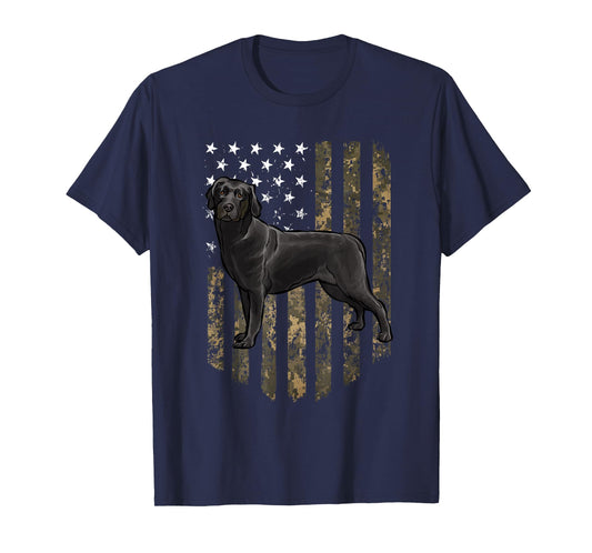 Camo American Flag Black Labrador Retriever 4th Of July USA T-Shirt