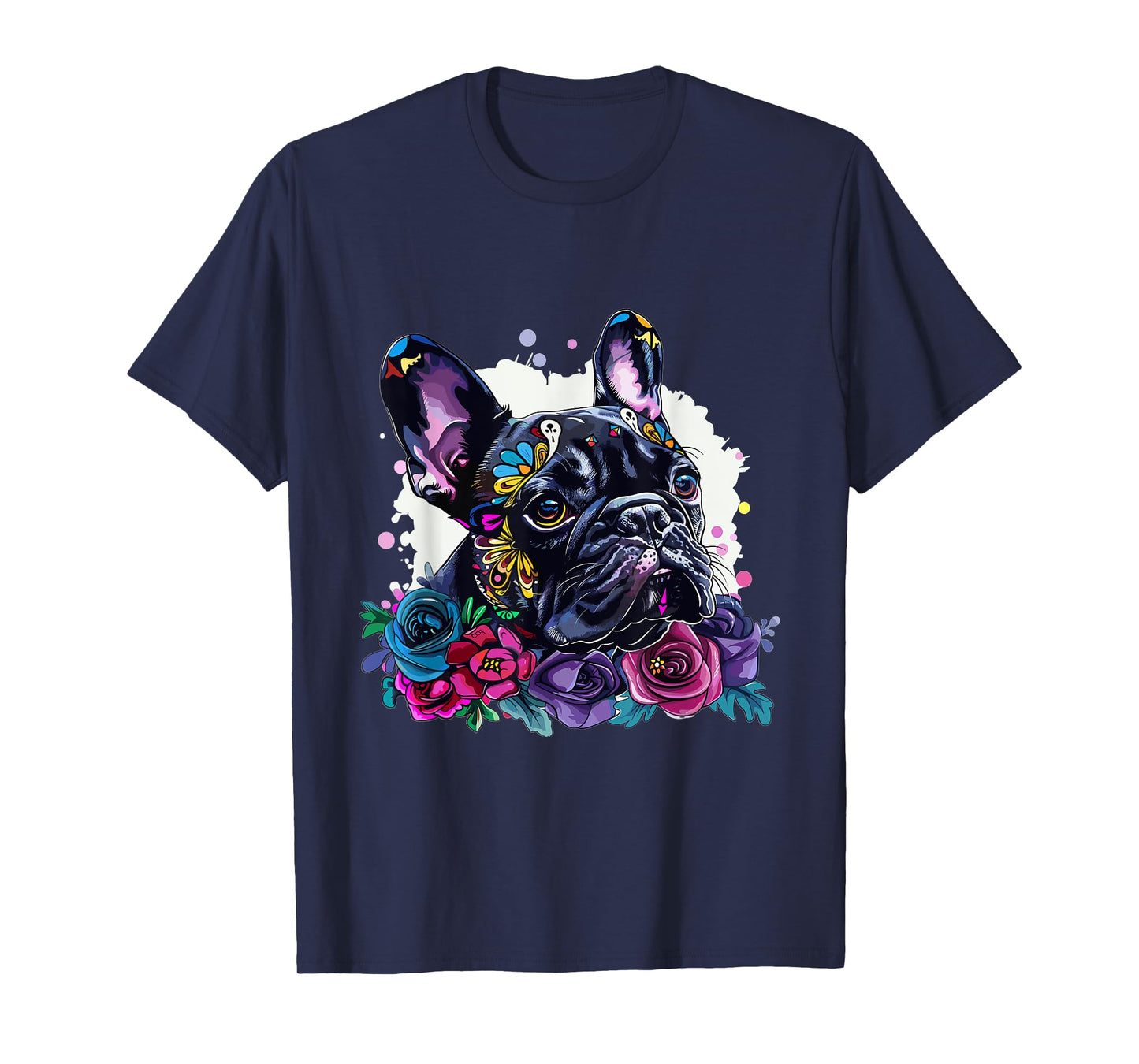 French Bulldog Sugar Skull Dia De Los Muertos Graphic T-Shirt