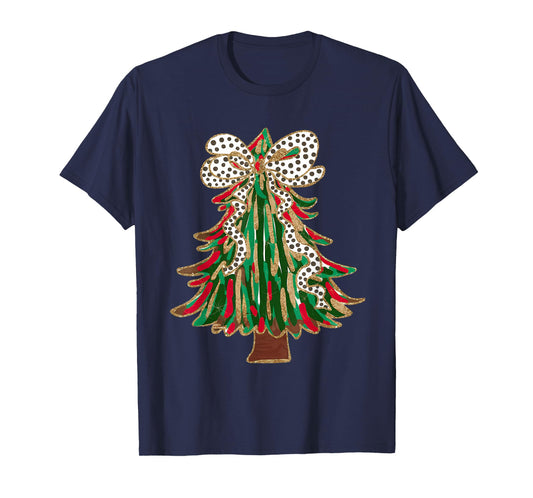 Funny Christmas Outfit for Men Women Kids Christmas Tree Coquette Bow Xmas Pajamas Womens Teens Girls T-Shirt